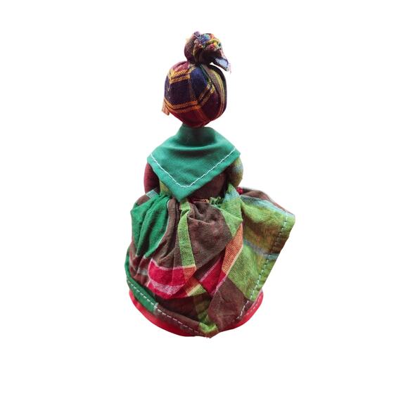 Vtg Caribbean Ethnic Folk Art Straw Cloth Doll 6" Handmade Collectible Souvenir - Picture 4 of 6